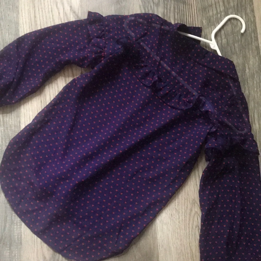 KidPik purple button front shirt‎ with hearts EUC girls size 12